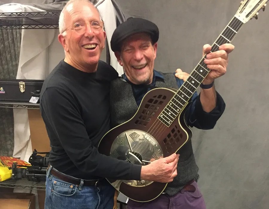 David Lusterman & Steve James in the Acoustic Guitar video studio